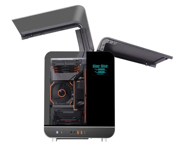 2025 New Cool Curved Glass Design Computer Case 360-Degree Surround View ATX/MATX Compatible Supercar-Looking Gaming Case PC