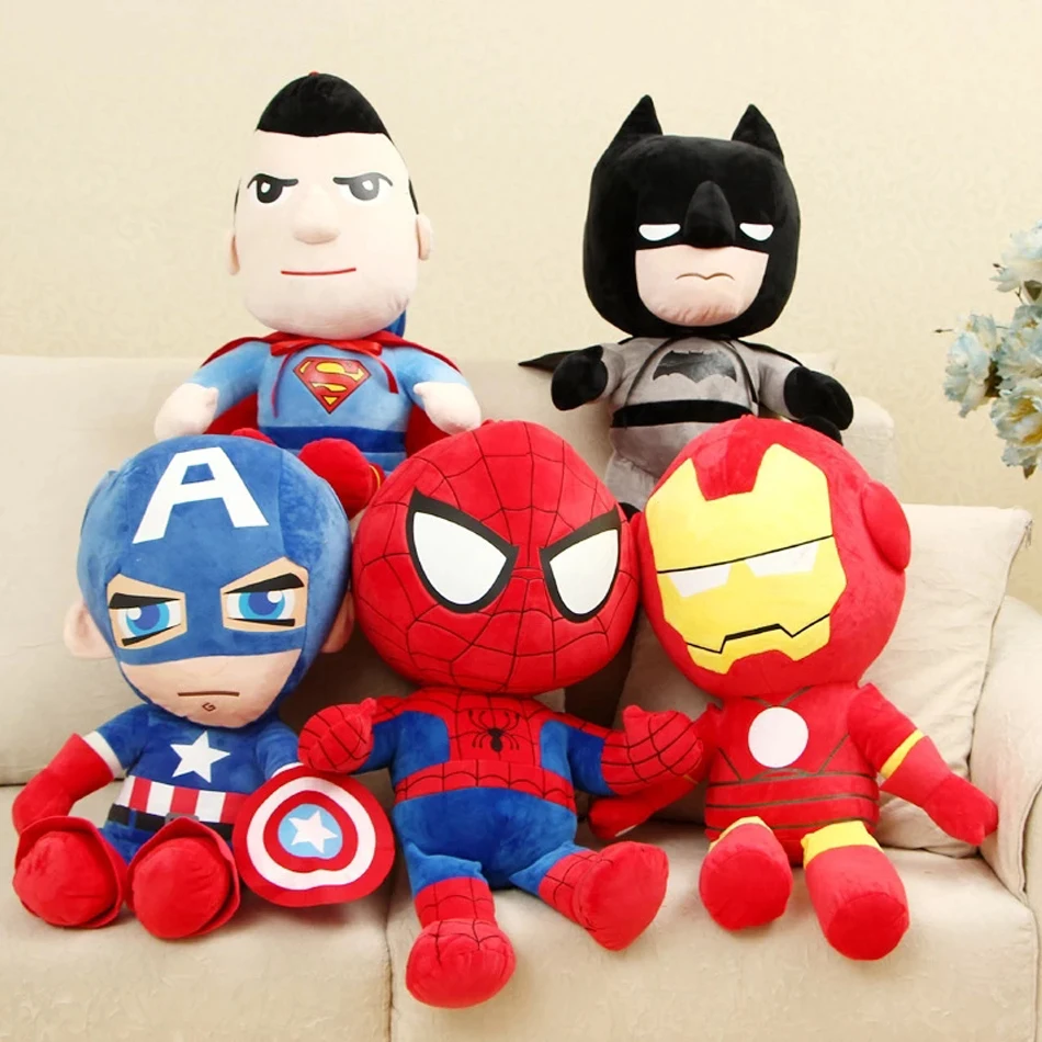 Disney Anime Plush Toy Spiderman Doll Marvel Avengers Hero Soft Plush Captain America Iron Man Doll Christmas Gifts For Children