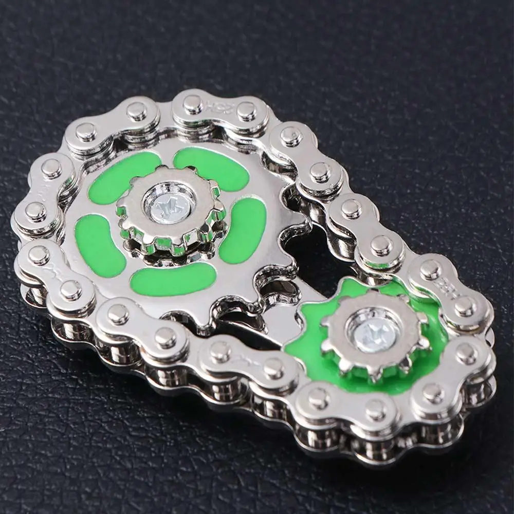 Luminosa fidget spinner correntes engrenagem de metal mão spinner corrente engrenagem criativa na moda roda engrenagem corrente giroscópio adulto