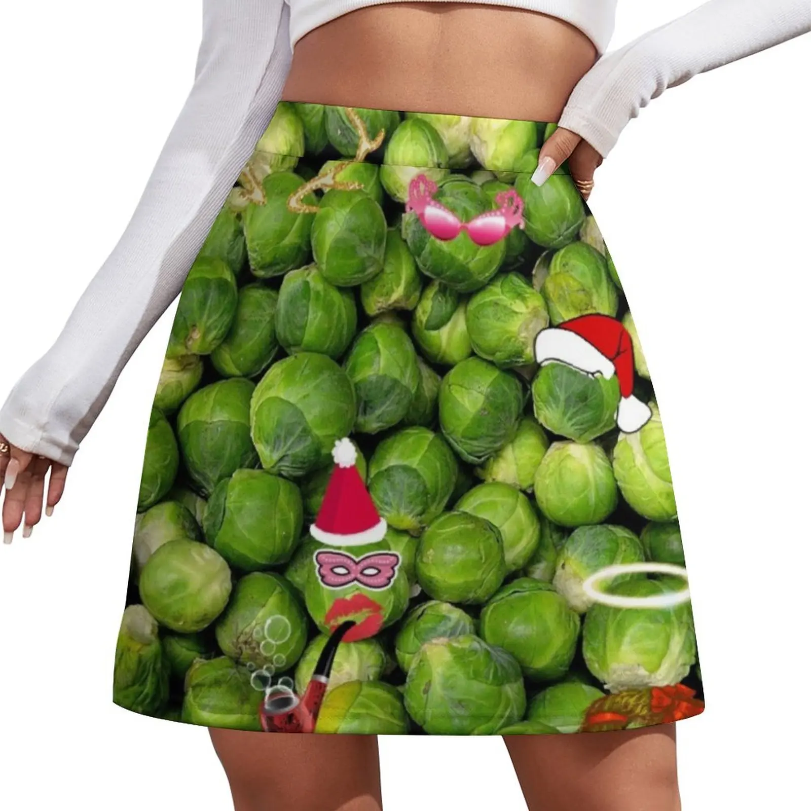 Brussel Sprouts ( Merry Christmas) Mini Skirt Short skirt woman summer clothes