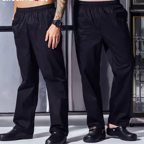 Un par de ropa de trabajo de chef, pantalones duraderos, pantalones de chef de material transpirable, talla S (negro) para hombres filipina
