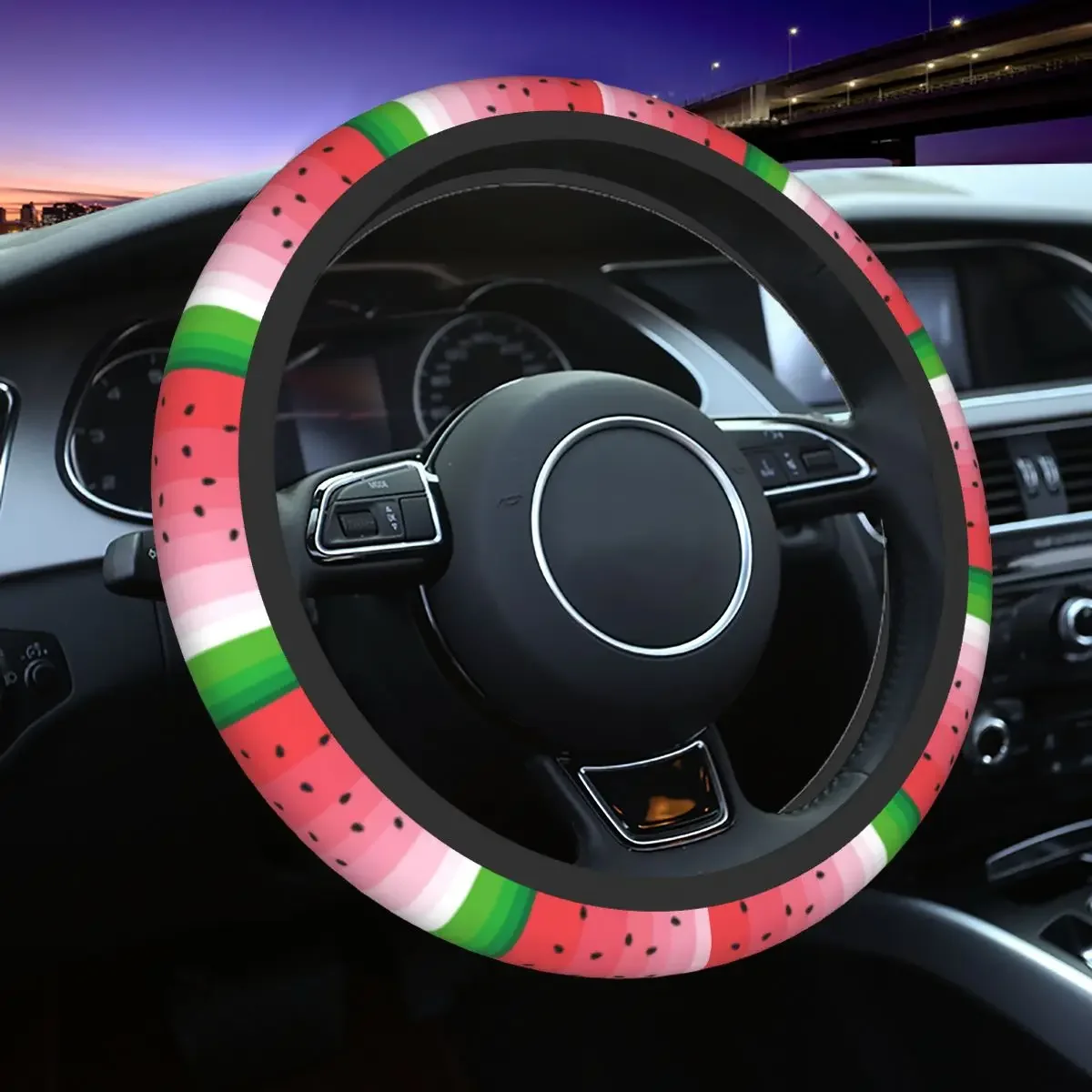 38cm Steering Wheel Covers Watermelon Fruit Anti-slip Braid On The Steering Wheel Cover Auto Suitable Automobile Accessory