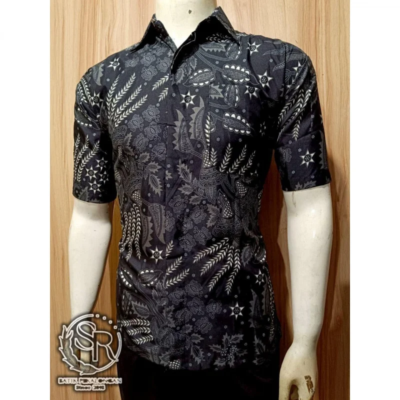 Summer Batik Shirt Short Sleeve For Adult Men Office Shirt Magpie Motif Design 3D Printing National Style