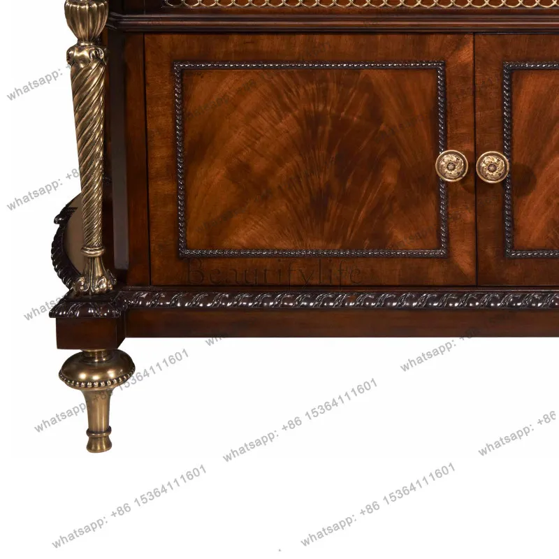 English solid wood TV cabinet European luxury furniture mahogany TV cabinet furniture