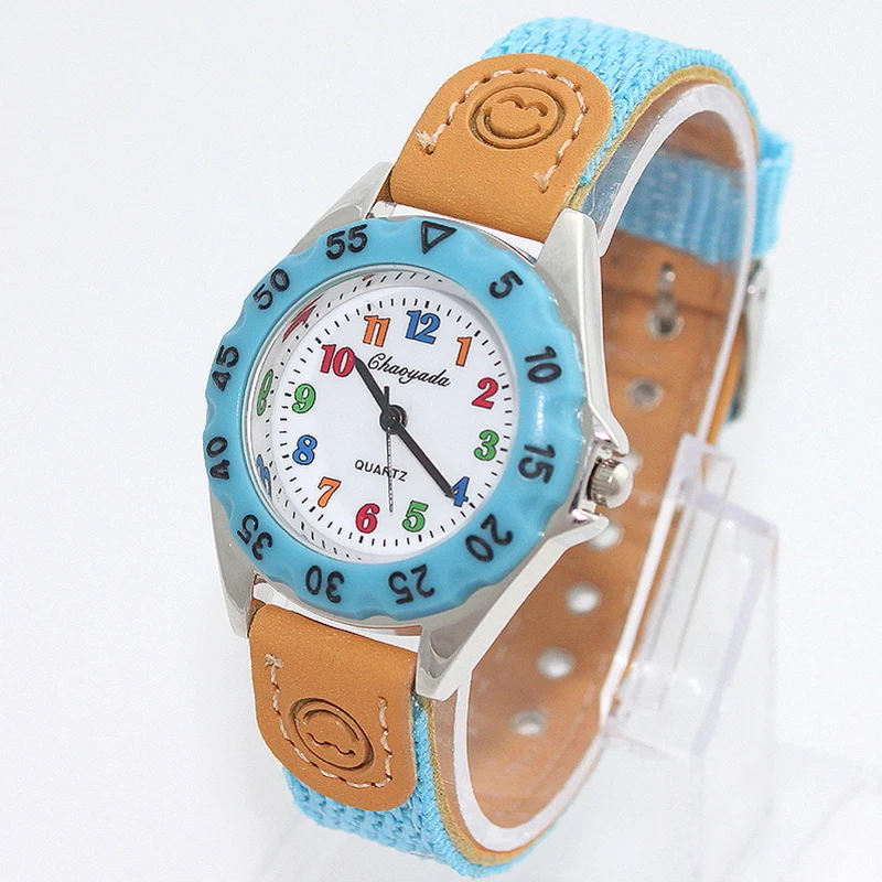 Chaoyada Children Boys Girls 24hours Canvas Quartz Wristwatches Kids Students Military Waterproof Watches