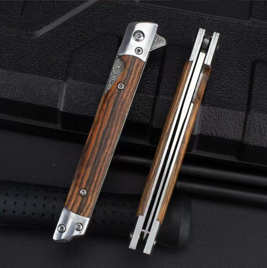 Multi-Purpose Outdoor Camping Folding Knife Stainless Steel Portable High Hardness Folding Knife Damascus Pattern Folding Knife image 3