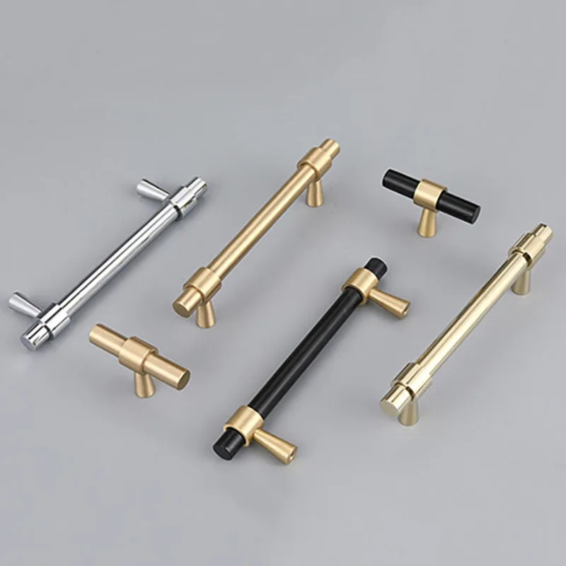 1 piece TB2005 Nordic Brass Furniture Handle Kitchen Cabinet Bar Pull Wardrobe Handles Gold/Black/Chrome 50mm-500mm Long Brass