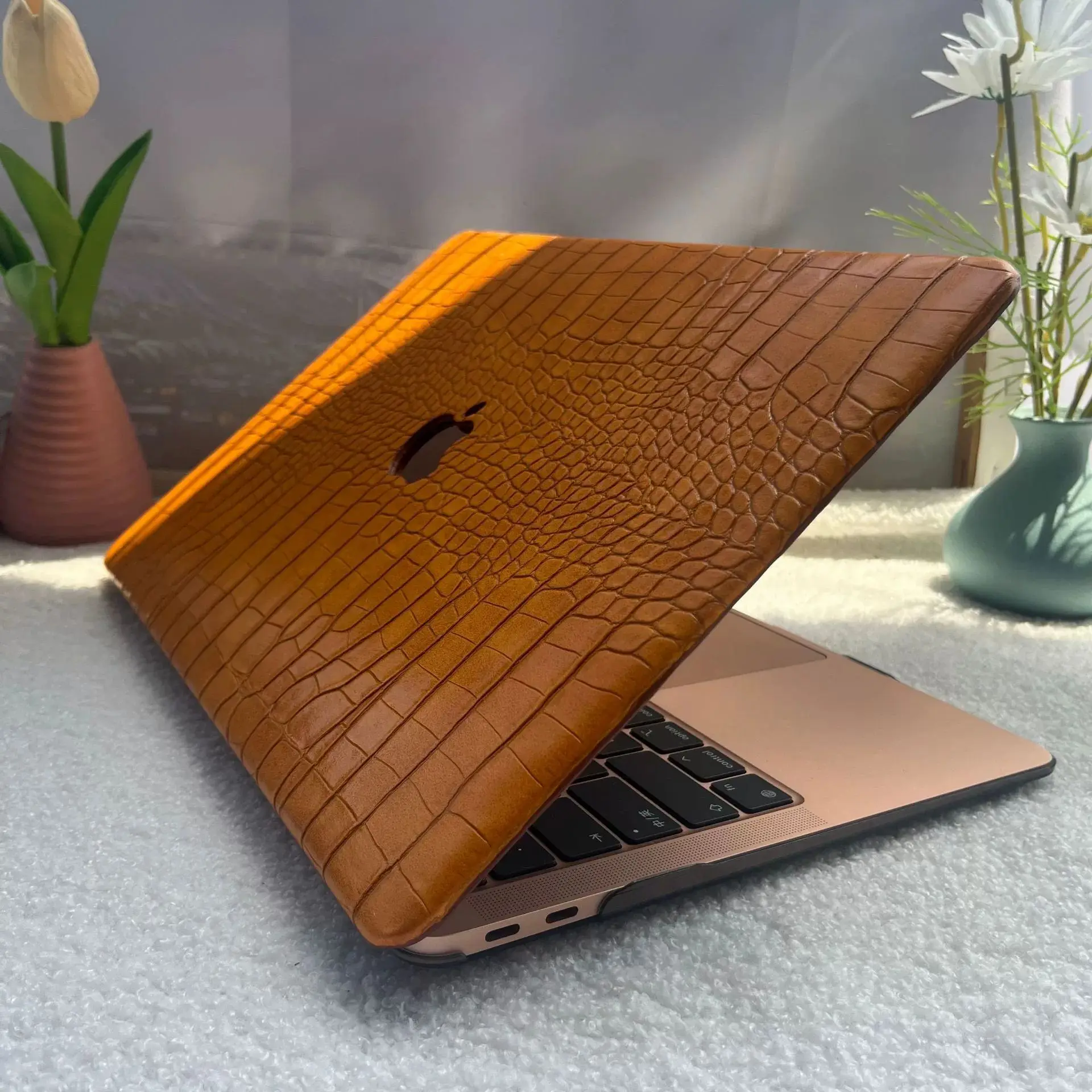 Odpowiedni do MacBooka Air Pro 13 14 15 cali, cienki futerał ze skóry PU z teksturą krokodyla, zapewniający ochronę. — zdjęcie produktu 2