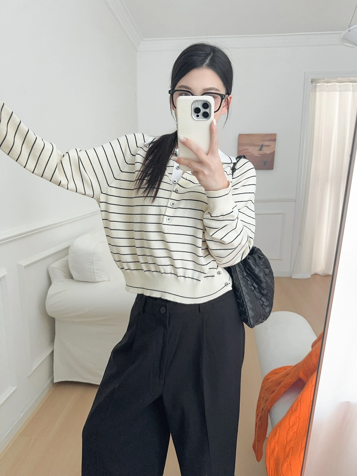 T-shirt Long en coton pour femmes, décontracté, coupe ample, col rayé, coréen, nouvelle collection printemps automne