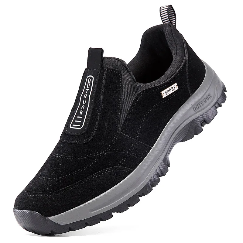 Men Slip on Hiking Shoes Suede Upper Outdoor Trekking Sneakers for Men Non-slip Wear-resistant Casual Walking Shoes Size 35-50