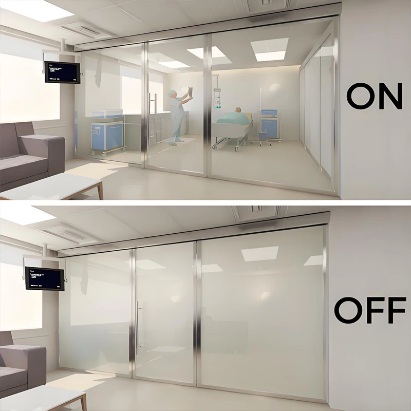 Smart Glass Office Partition PDLC Switchable Film Instant Privacy Frosted Clear Glass Wall Electric Control Soundproofing