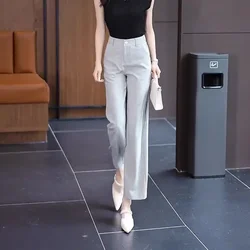 Straight Trousers Trouser Suits Button Zipper High Waisted Pockets Solid Color Women's Clothing Spring Autumn Casual Pants