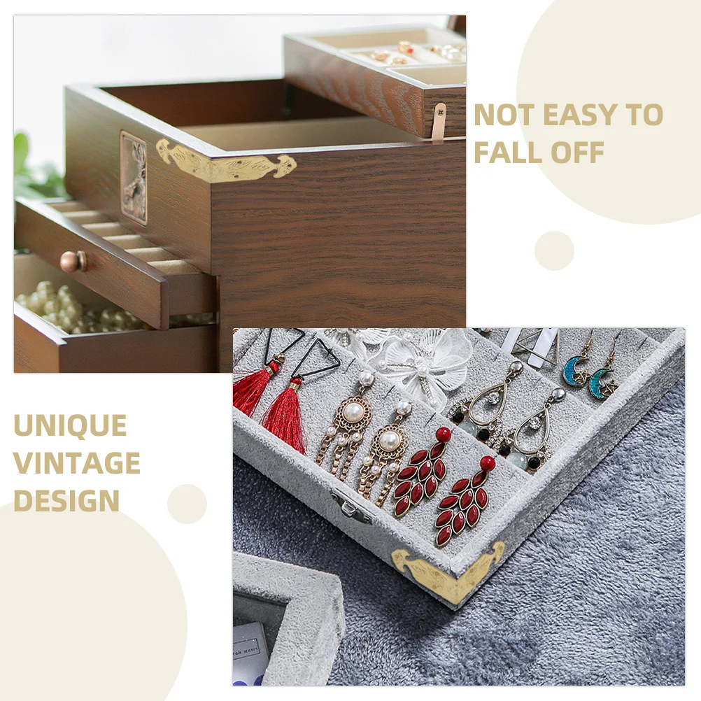 

8Pcs Vintage Brass Box Corner Protectors Decorative Metal Corner Guard Screw Fastened for Jewelry Wooden Furniture Boxes