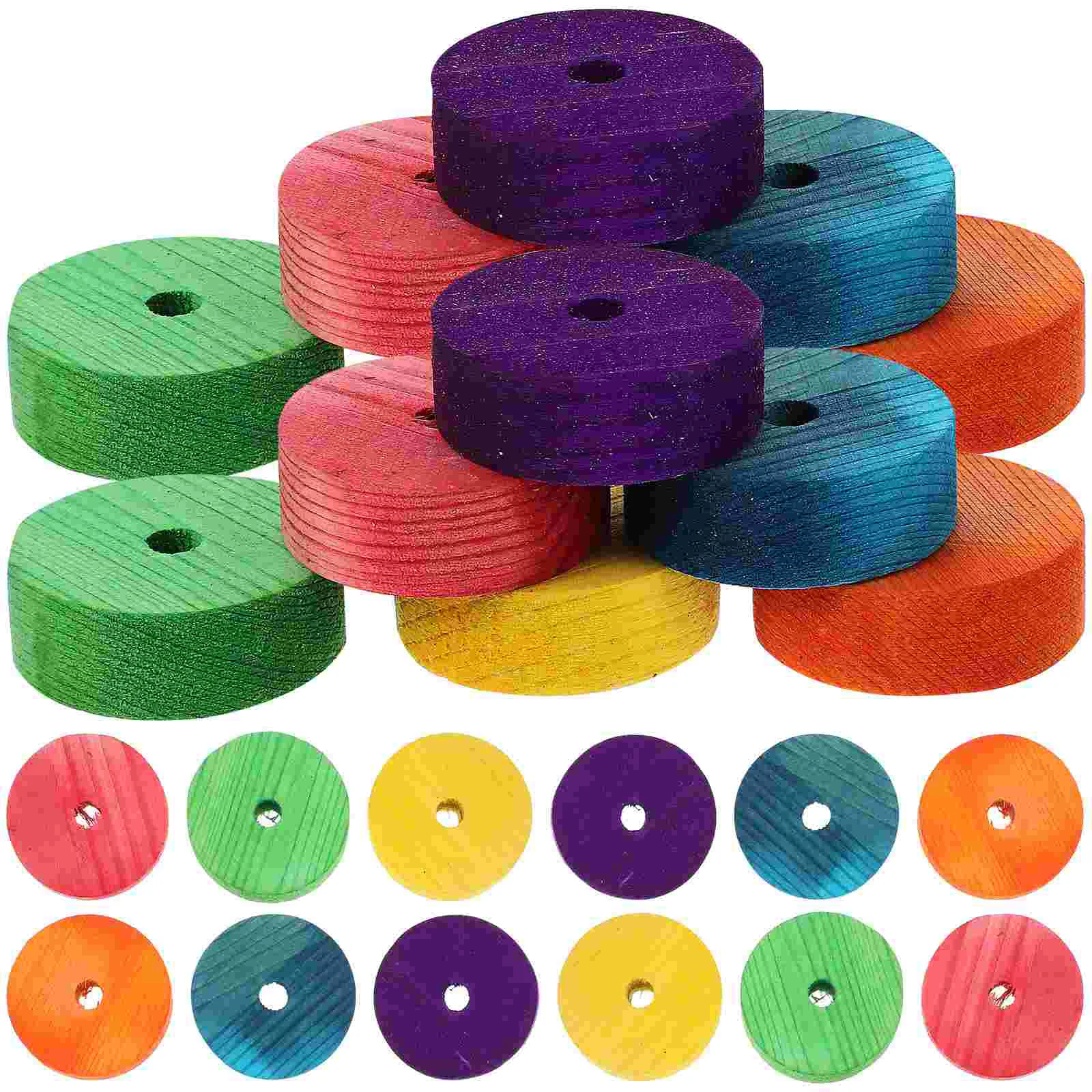 

24 Pcs Wooden Wheels for Craft Crafts Colorful Toy Toys Kids DIY Car Assemble Colored