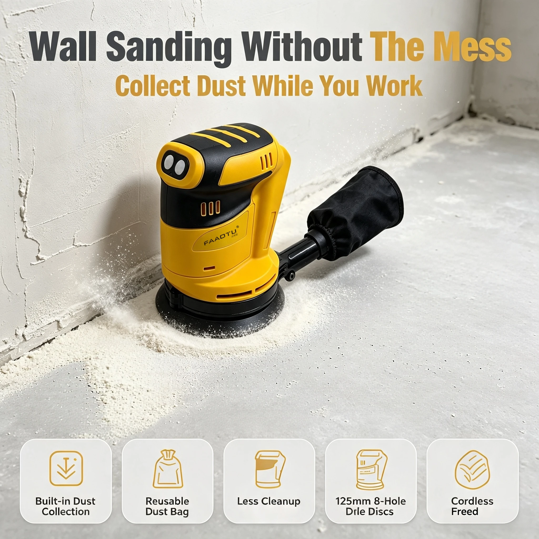 FAAOTU Cordless Random Orbital - Power Tools Sander ulasan dan harga