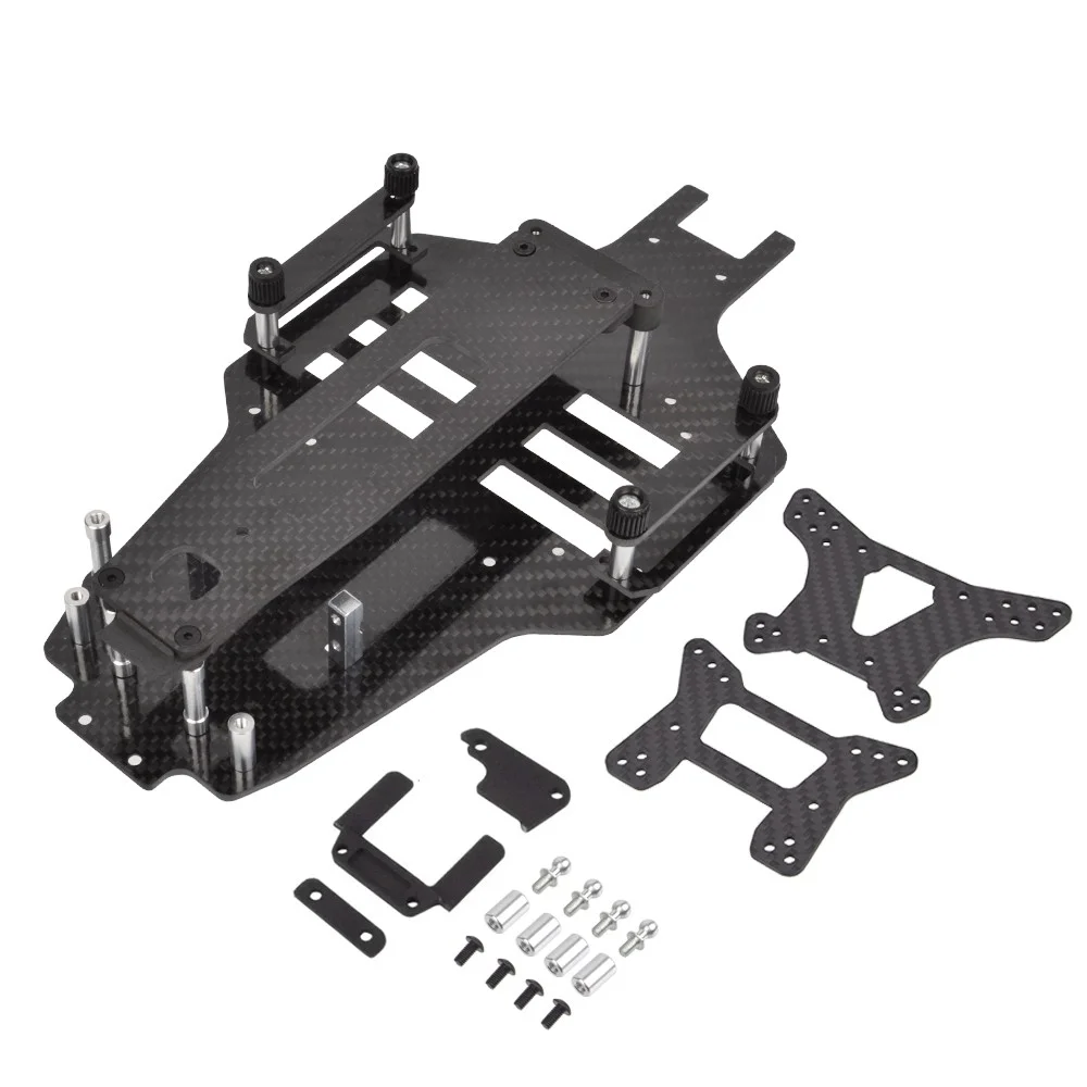 Lightweight Carbon Fiber Chassis Frame Upgrade Replacement Kit Fit Tamiya Top Force EVO 4WD RC Offroad Vehicle
