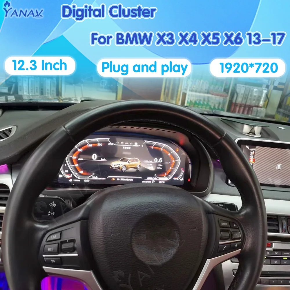 12.3 Inch Car LCD Digital Cluster For BMW X3 X4 X5 X6 2013-2017 Dashboard Crystal Panel Virtual Cockpit Speedometer Instrument