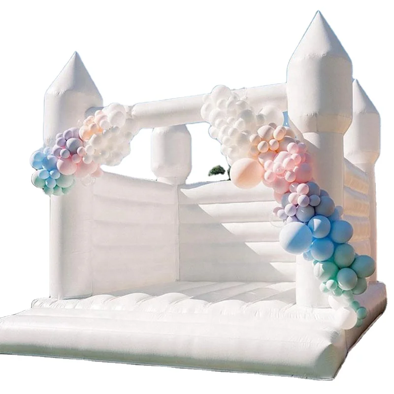 Outdoor Rental Inflatable White Bounce Combo House Inflatable Bouncer Wedding Bouncy Castle With Slide For Kids