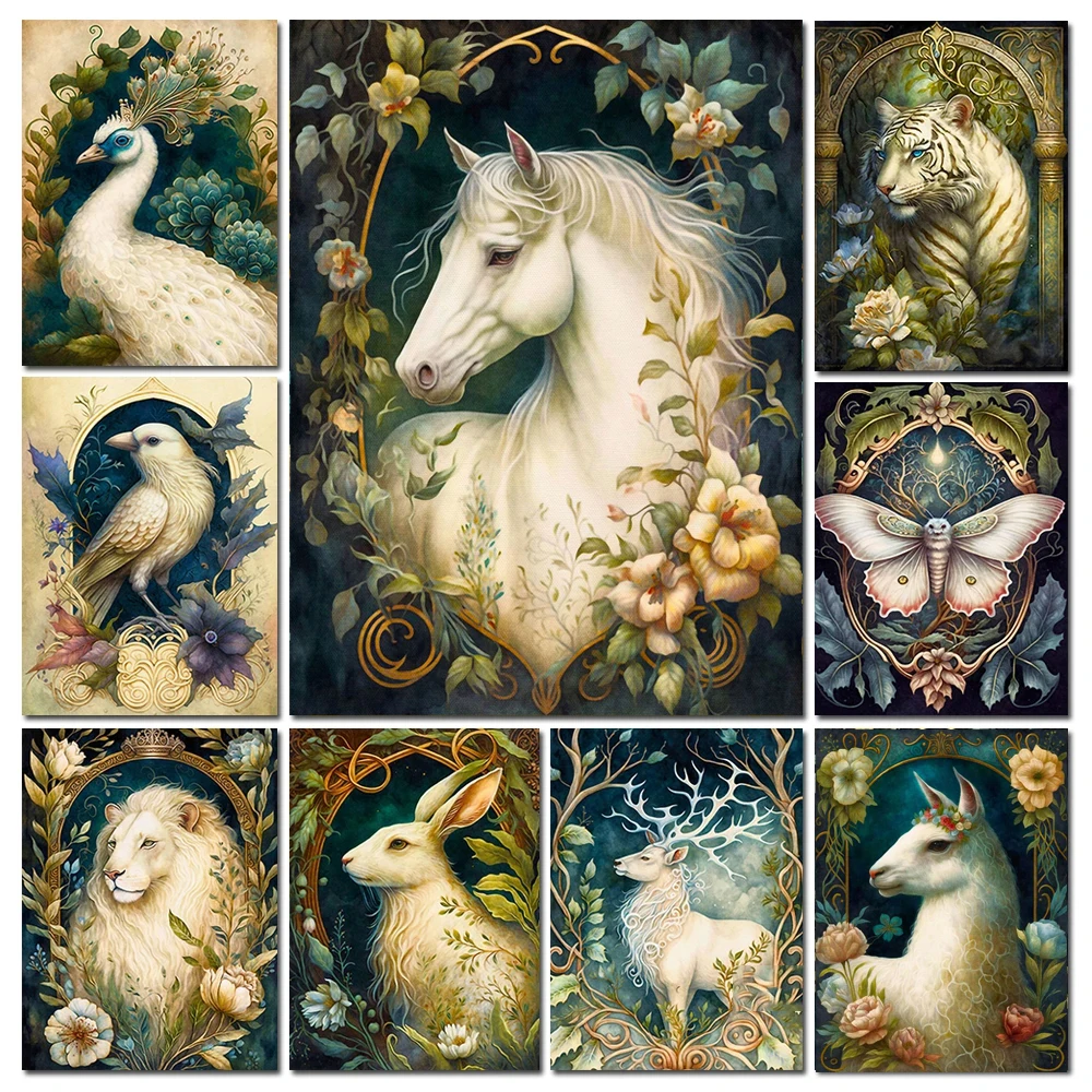 5D Diy Diamond Painting Mosaic Vintage Animals The Llama Horse Tiger Lion Full Square/Round Diamond Embroidery Cross Stitch V370