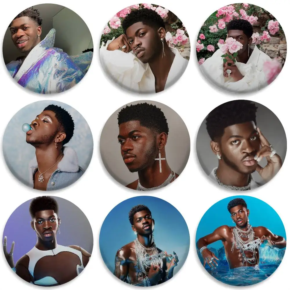 

Lil N-Nas X Singer Rap Badges Round Exquisite Badge Brooches Creative Pins For Clothes Hat Backpack Gift Accessories