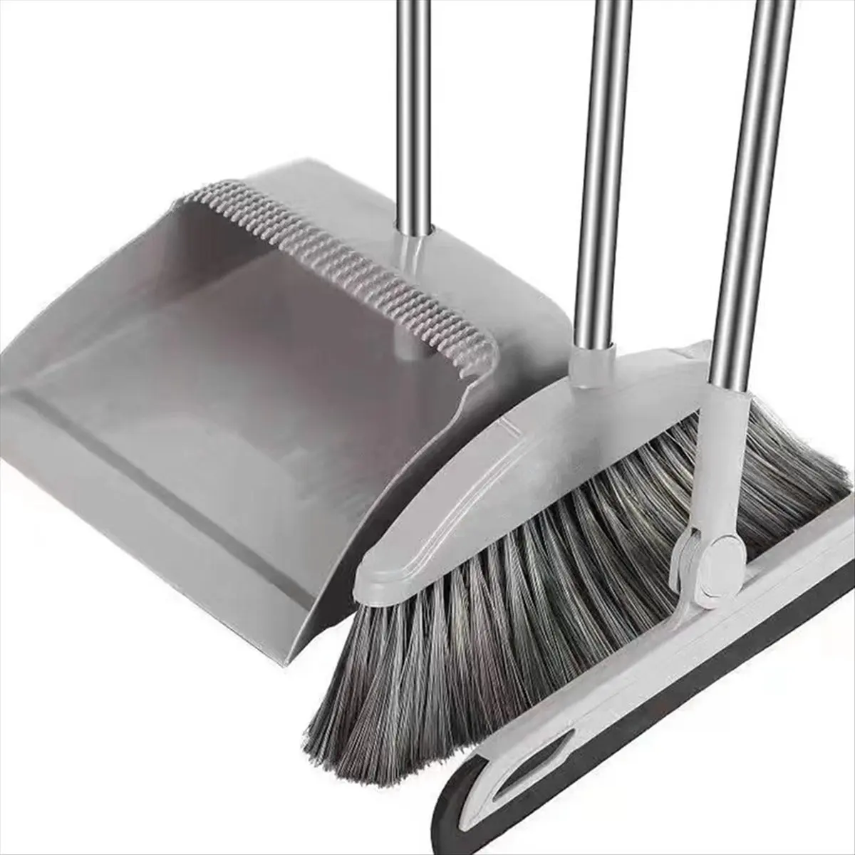 ABNH Dustpan Broom Set Floor Wiper Household Cleaning Long Handle Cleaning Set for Lobby Household Kitchen Cleaning Grey