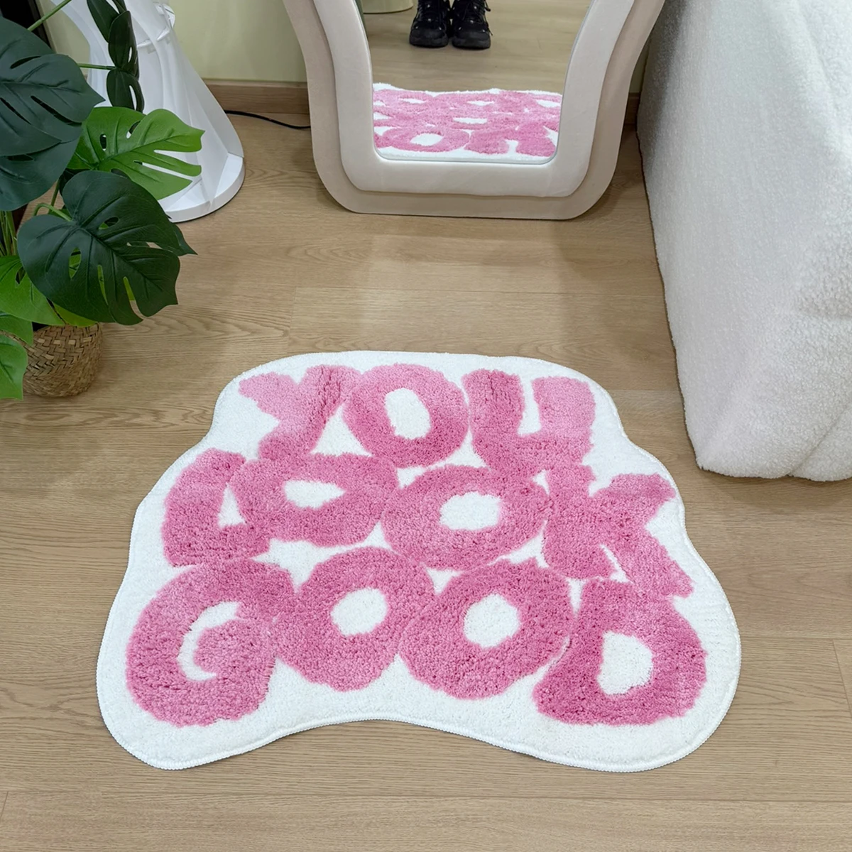 AGILESTAR Youlookgood Positive Letter Rug Funky Tufted Soft Non Slip Floor Mat for Creatives Bedroom Dorm Motivational Decor