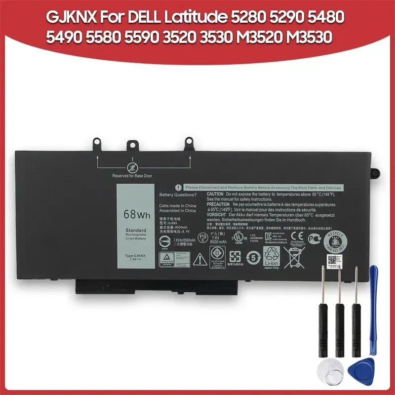 

New Replacement Battery GJKNX For DELL Latitude 5280 5290 5480 5490 5580 5590 3520 3530 M3520 M3530 Latitude 14 5491 8500mAh