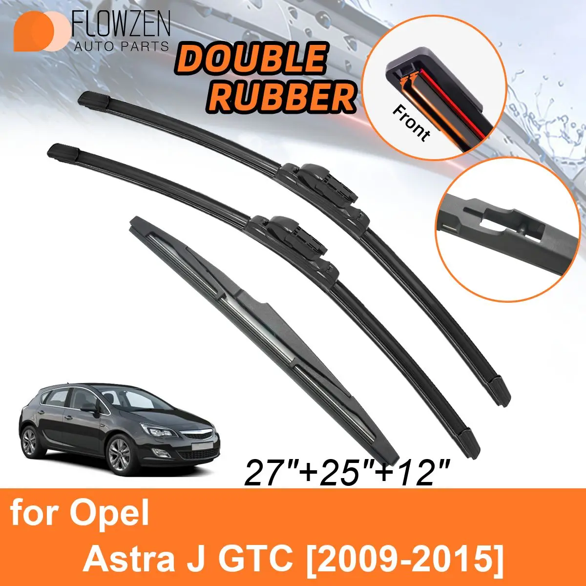 Double Rubber Car Wiper Blades for Opel Astra J GTC 2009-2015 Front Rear Blades Accessories 2009 2010 2011 2012 2013 2014 2015