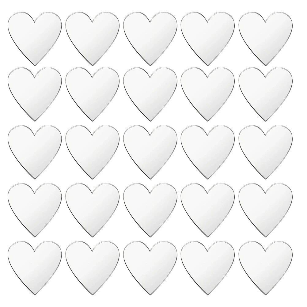 

100 Pcs Heart Shape Self Adhesive Acrylic Valentine's Day Craft Decor Wall Art Scrapbook Frame Silver Mini