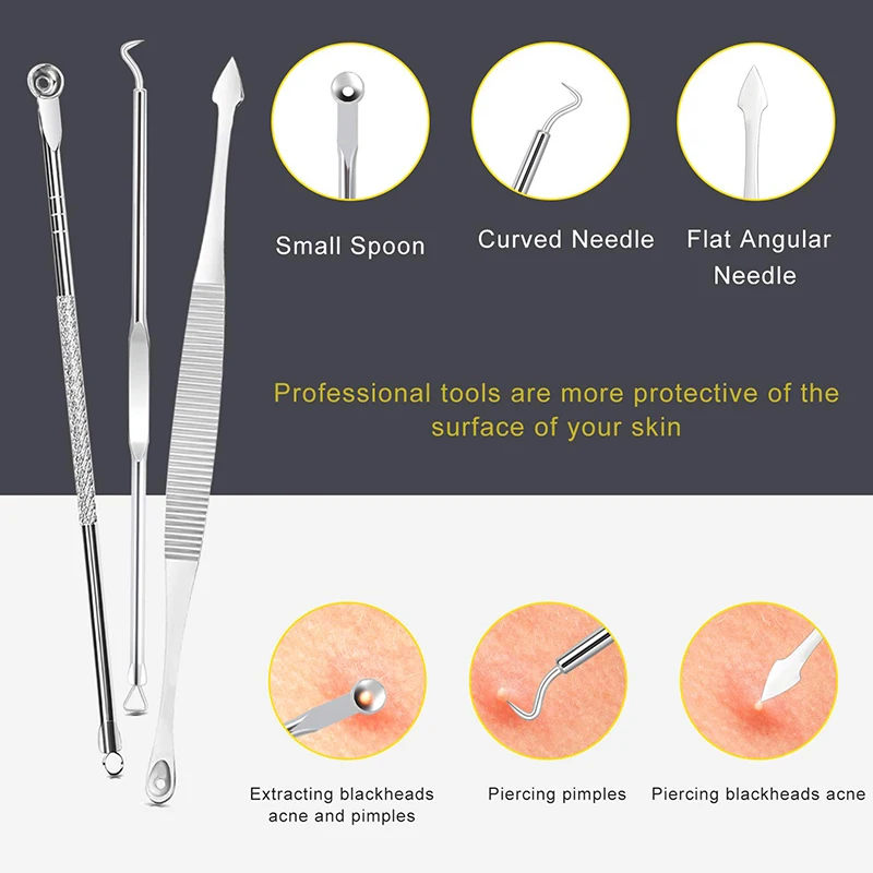 Blackhead Remover Tool10 Pcs Professional Pimple Comedone Extractor Tool Acne Removal Kit - Treatment for Pimples, Blackheads, Z
