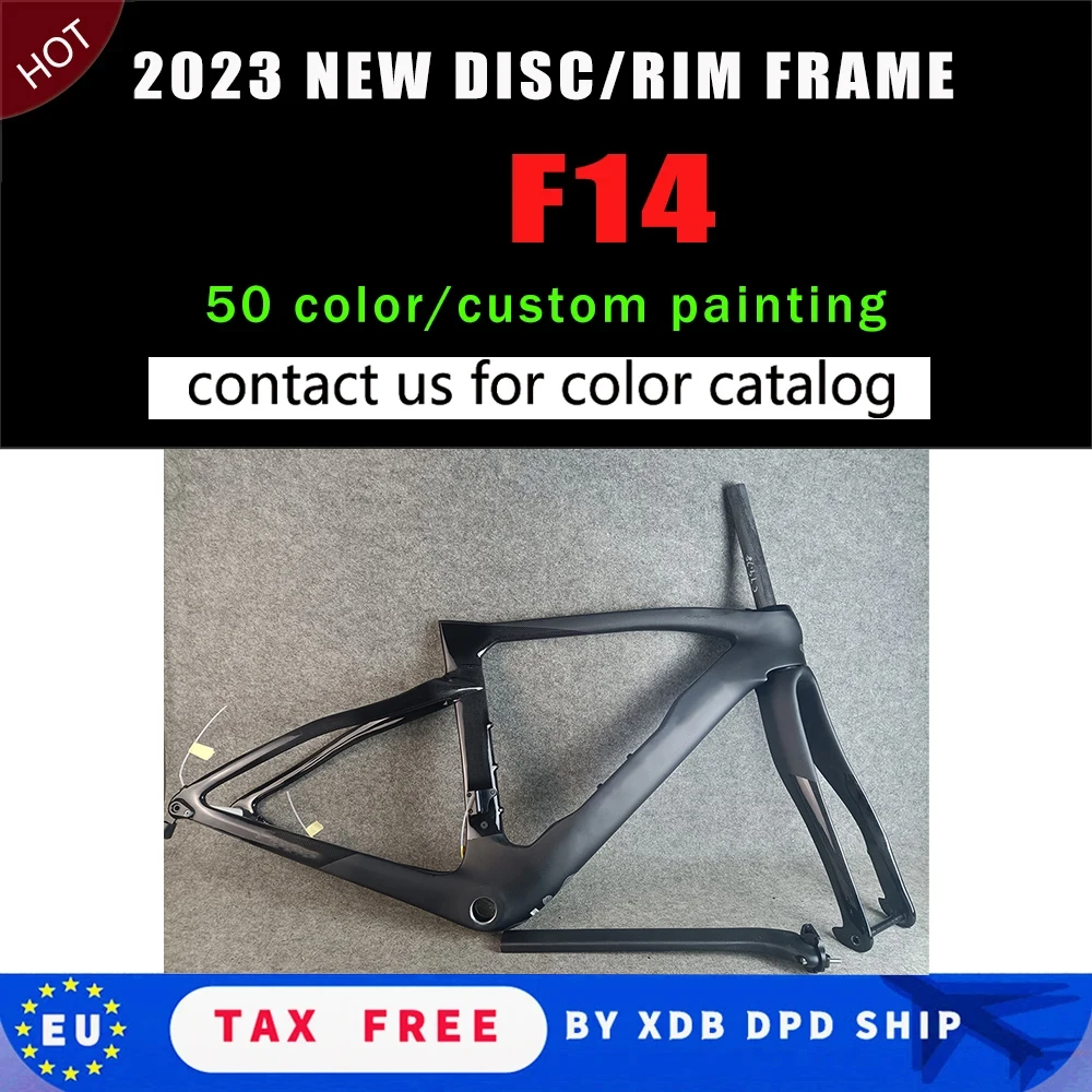 

New F14 Road Carbon Bike Frames Internal Cable Routing Bottom Bracket Rim/ Disc Brake Road Bicycle Carbon Frameset For DPD