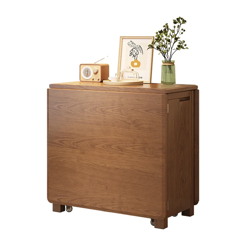 طاولة طعام قابلة للطي من الخشب الصلب، شقة منزلية صغيرة، طاولة صينية جديدة، طاولة طعام مستطيلة قابلة للسحب #5