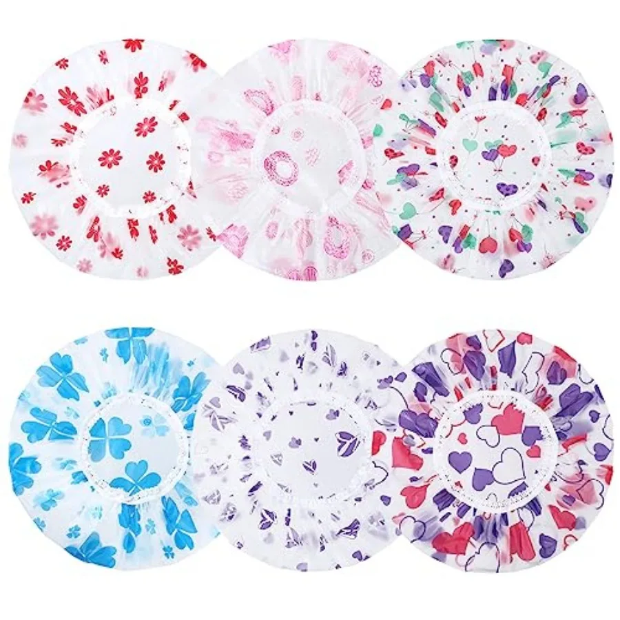 6 Pcs Shower Cap, Reusable Waterproof Hair Cap Shower Caps Stocking Stuffers for Women Men