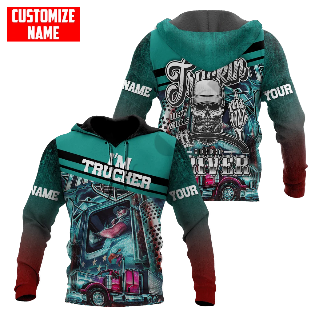 Ropa de calle Hrajuku divertida con nombre personalizado, arte de camionero, con cremallera informal, Unisex, 3D impreso, nuevo