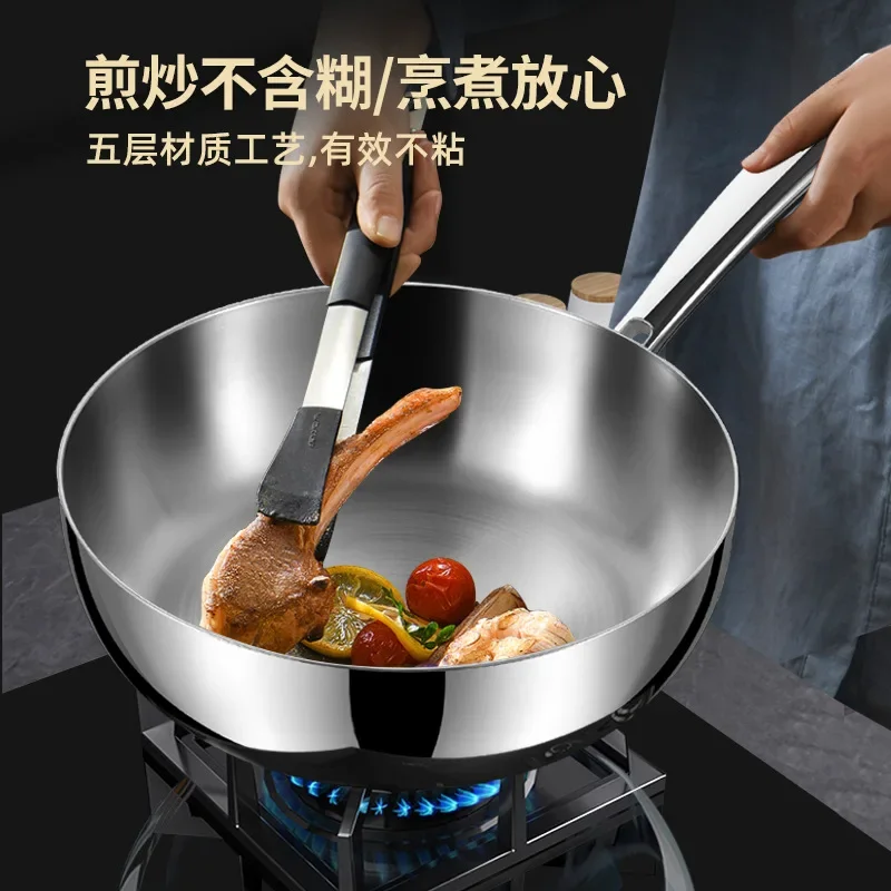 Clang household pure titanium  frying pan non-stick pan uncoated snow pan titanium wok induction cooker gas