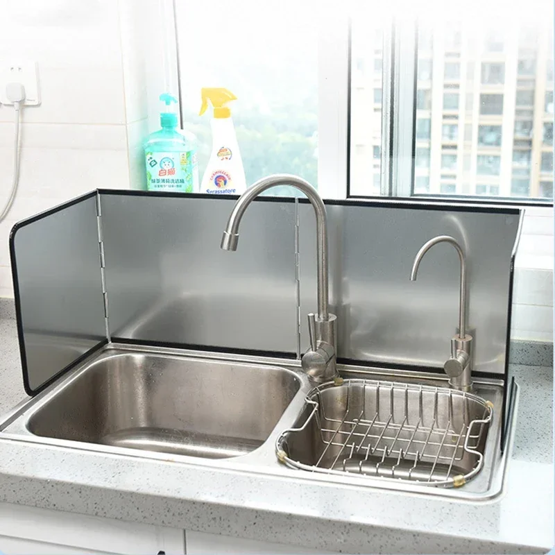 Kitchen Sink Splashback Galvanized Board Splash Guard Gas Cooker Grease Board Protective Shield on Stovetop Kitchen Accessories