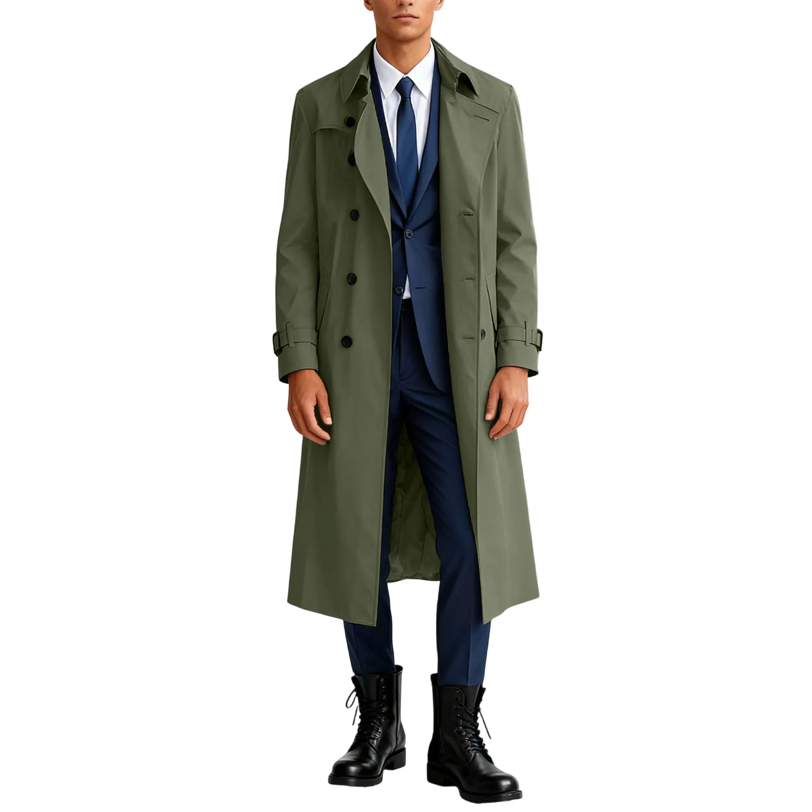 Мужской плащ для отдыха, модный классический британский стиль, длинный легкий плащ с лацканами, однобортный облегающий прямой пиджак