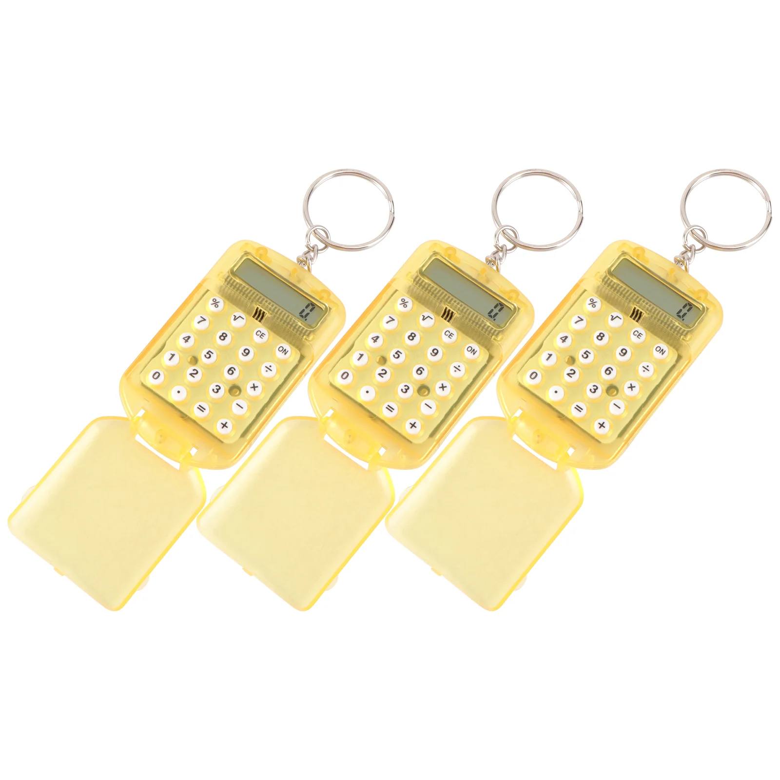 3pcs Mini Key Ring Shaped Calculator Electronic Calculator Portable Calculator for Kids Students Test(Random Color)