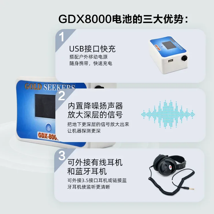 High Sensitivity Underground Metal Detector, Professional Locator for Outdoor Exploration