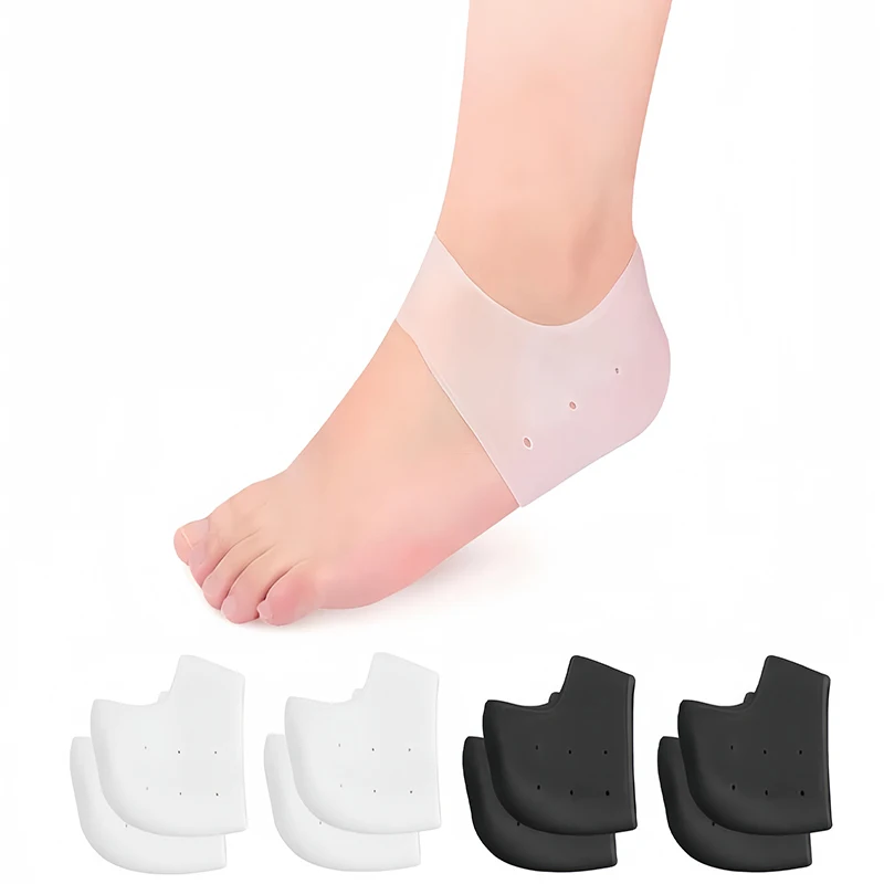 4 Pairs Silicone Heel Protector Breathable Gel Heel Cups Heel Cushion for Cracked Heels, Spurs, Blister, Plantar Fasciitis