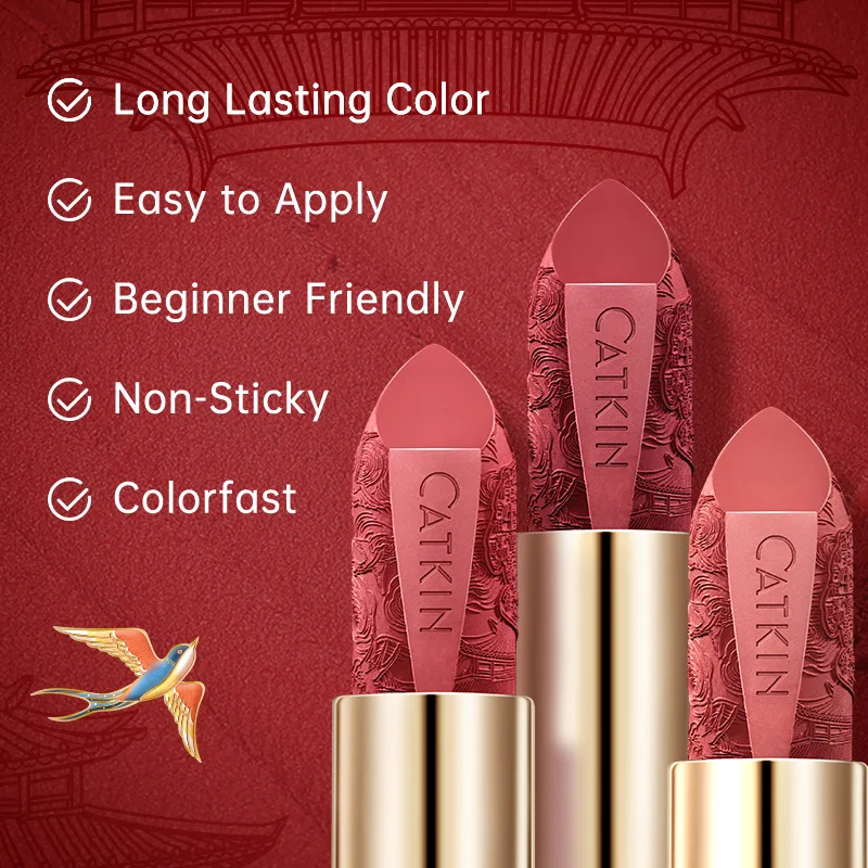 CATKIN Dreamworld Khắc Son Môi, Chống Thấm Nước Bền Satin Nuôi Dưỡng Dưỡng Ẩm Mềm Mịn 0.13 Ounce-Phong Cách Trung Hoa