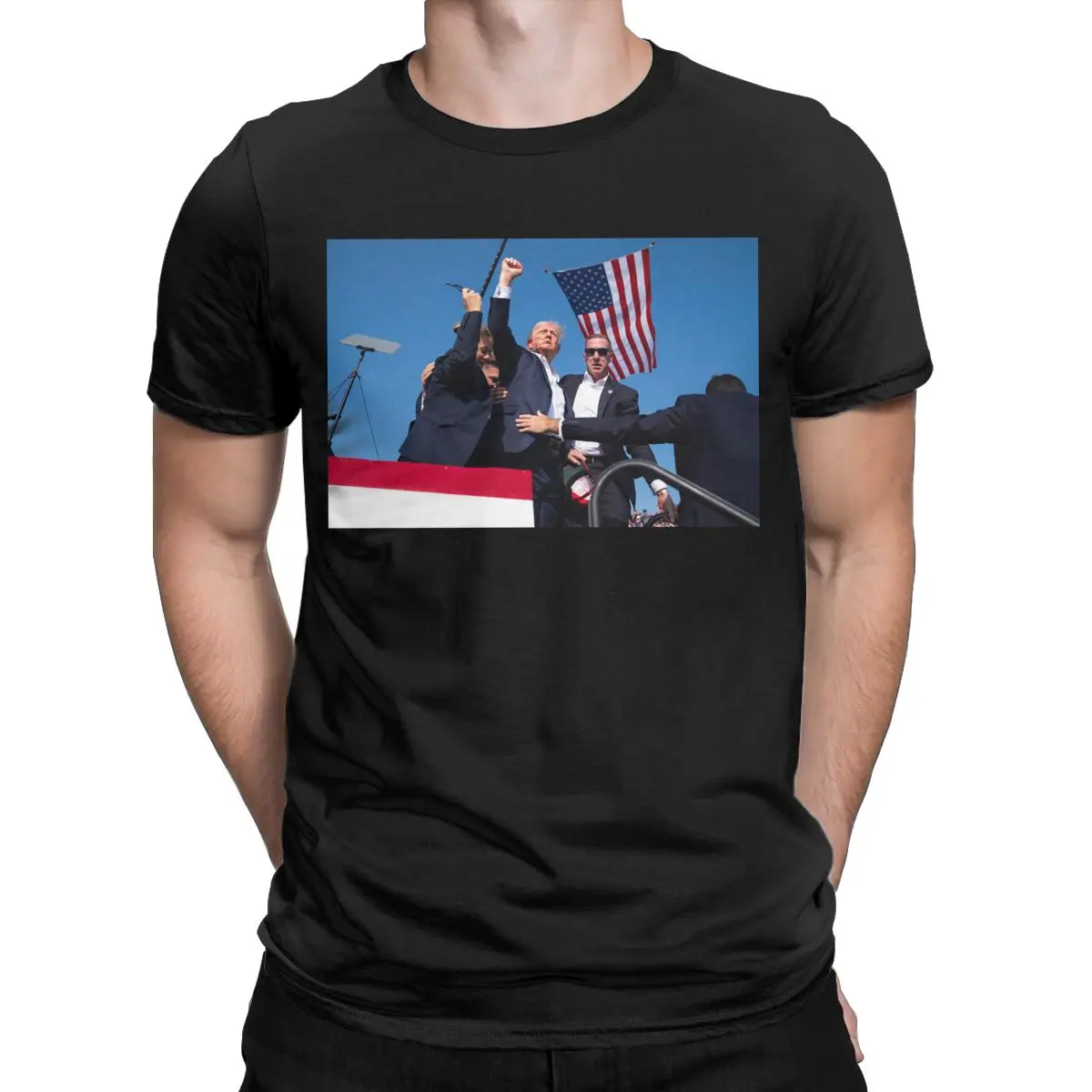 Donald Trump Shot Scene T Shirts Merch for Men Women Cotton Vintage 2024 President Election Shooting T-shirt Short Sleeve