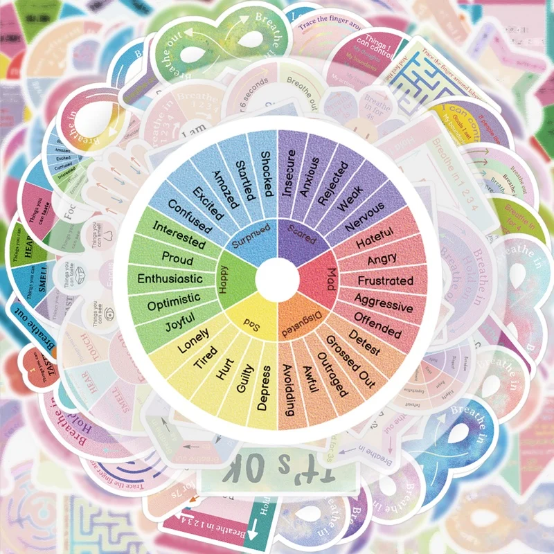 50 Calming Sensory Doodle Stickers, Vibrant Sticker Decals, Multiple Styles Without Duplication, Suitable for Water Bottles, Laptops, Suitcases, Skateboards, Guitars, Party Decorations