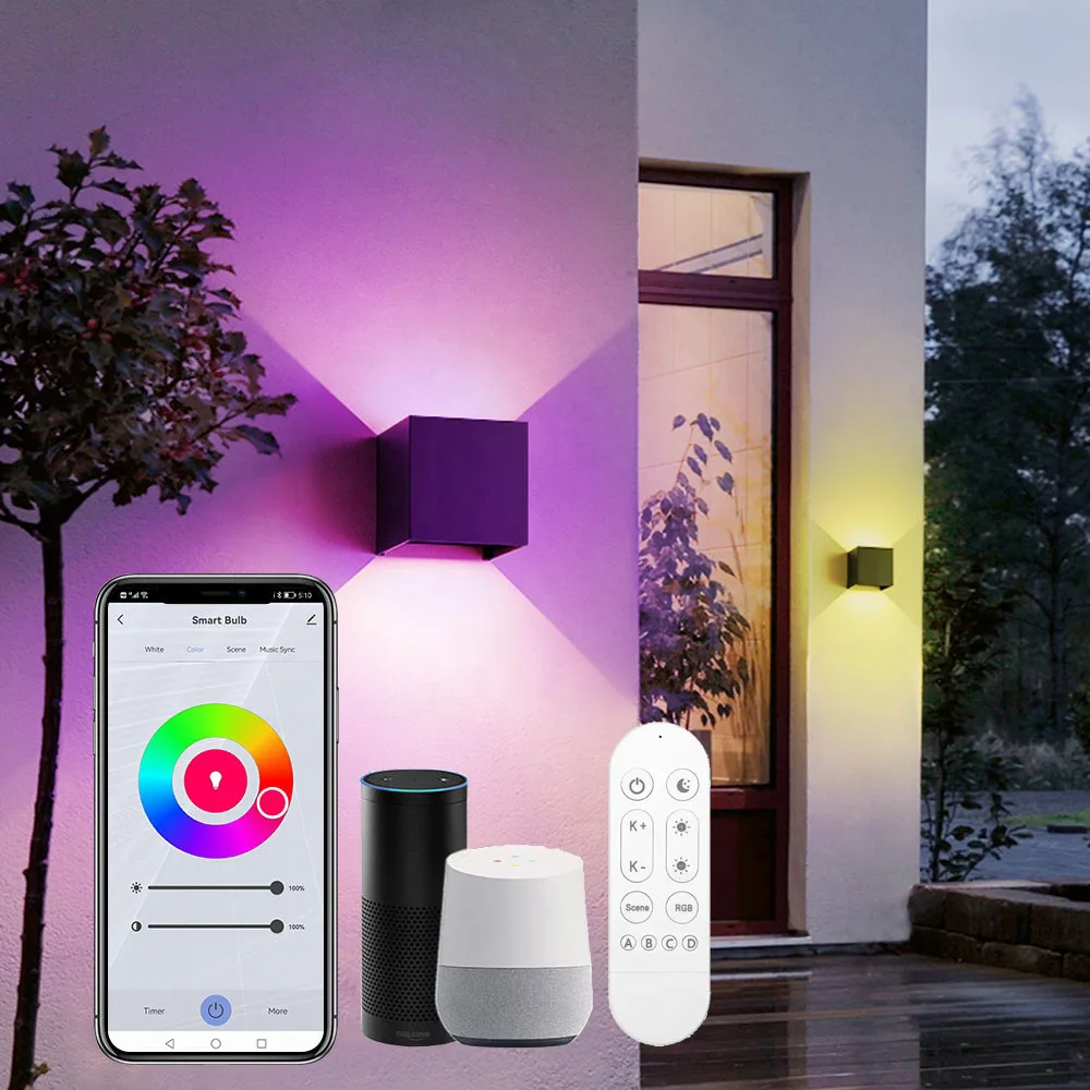 Tuya Smart Wifi Led Wall Lamp Garden 9W Rgb Outdoor Indoor Waterproof Sconce Dimmable Light Work with Alexa Google Alice