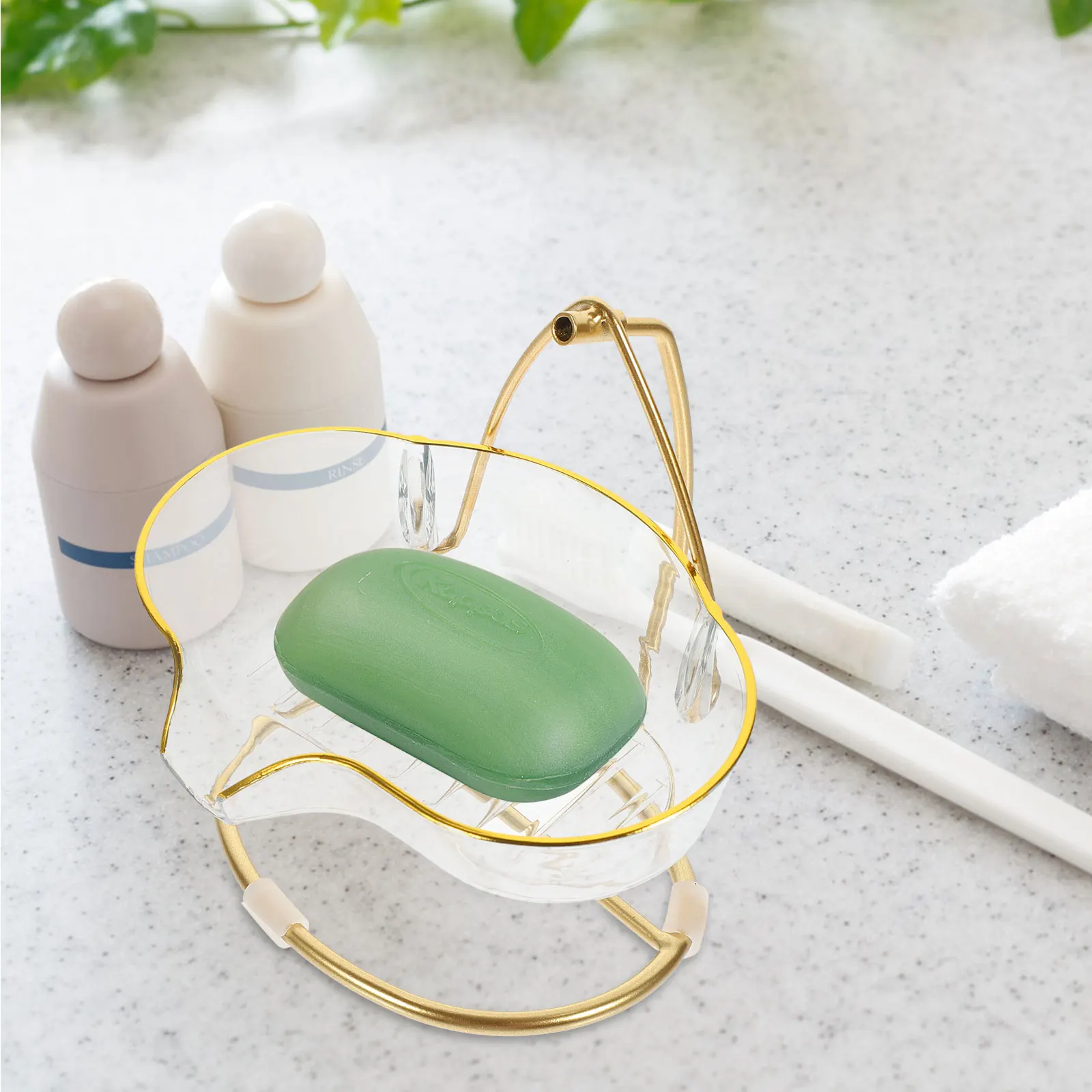 

Clear Countertop Storage Holder Soap Draining Dish Sturdy Organizer Bathroom Decorative Use Large Capacity Soap Tray Drying