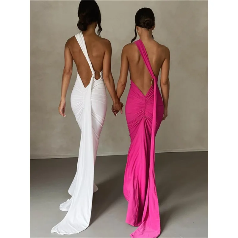 

Банкетное вечернее платье по индивидуальному заказу, сексуальное однотонное однотонное платье с открытой спиной для танца живота, длинное облегающее платье с подвесным вырезом