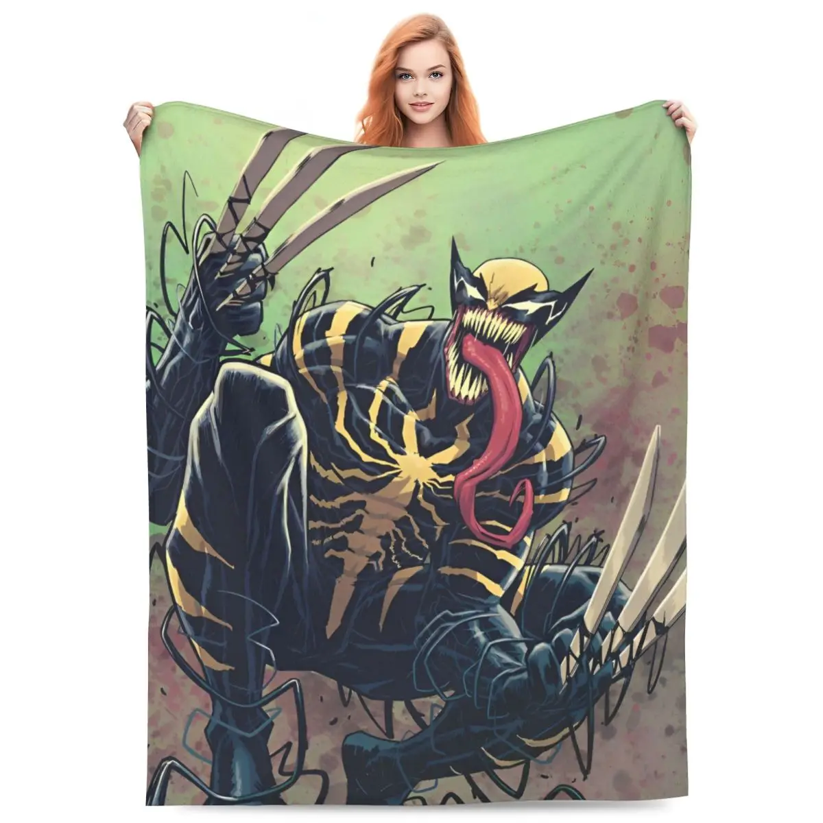 Rising Wolverine Venom Symbiote Antihero Spiderman Blankets Flannel Soft Throw Blankets for Bedding Car Plush Thin Quilt