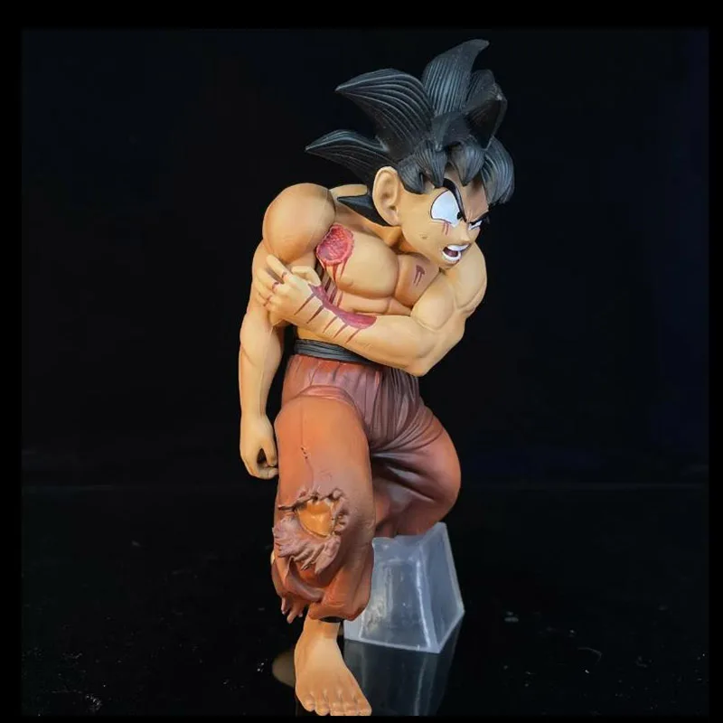 Figuras de Anime Dragon Ball Goku, figuras de acción de Son Goku, posición en cuclillas heridas, puño de rey abierto fuerte, muñeca modelo de PVC de 20cm, Juguetes