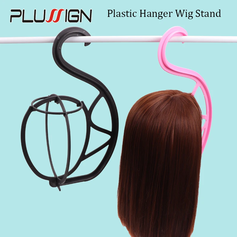 Plastic Hanging Wig Stand Black Detachable Wig Drying Stand Folding Wig/Hat Display Stand Wig Head Stand For All Wigs 1Pcs