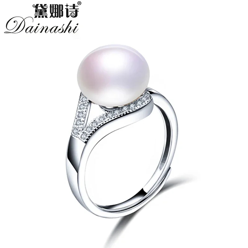 2020 New Trendy Pearl Jewelry Luxury Rings 100% Genuine Real Natural Freshwater Pearl Adjustable Ring For Mother Gift,8mm pearl